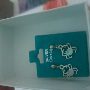 Silver Overlay Crab Earrings